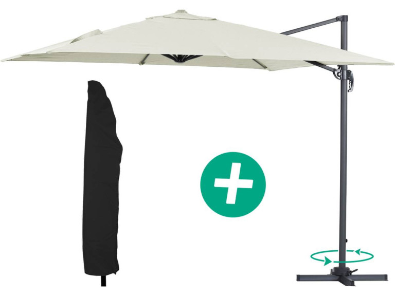 Parasol déporté 3m Carré Premium